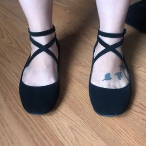 Black Ankle Wrap Flats